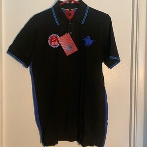 Platini Jeans Cougar Polo Shirt Embroidered Horse & Jockey Men’s Size Large NWT